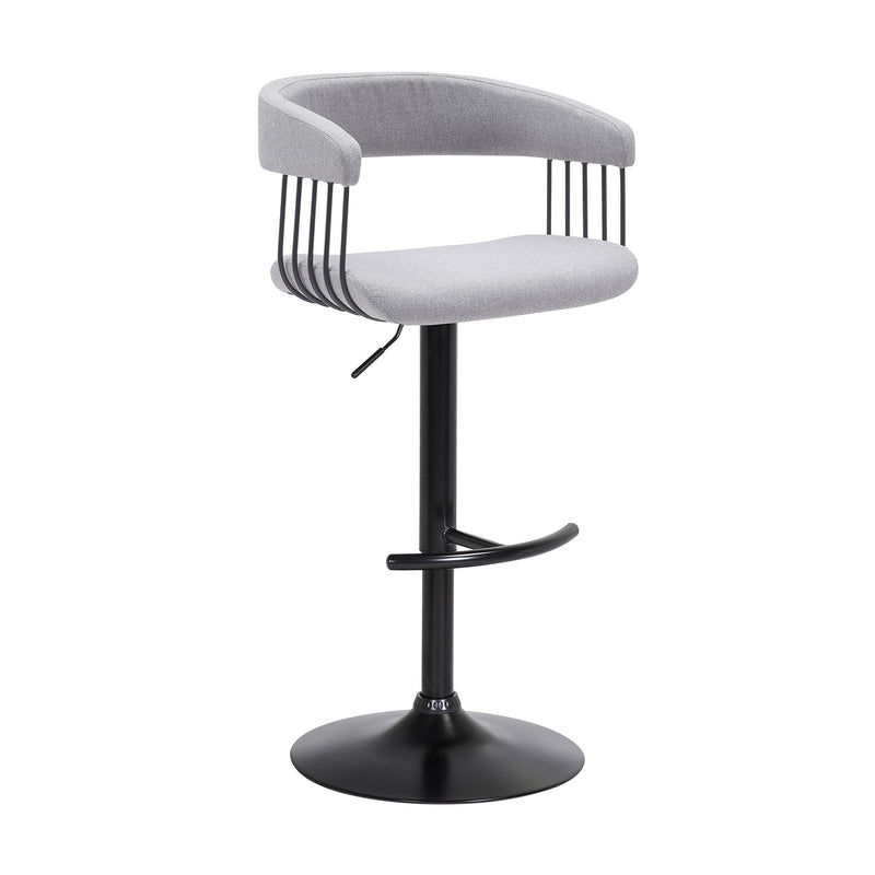 Calista Adjustable Bar Stool in Light Gray Fabric with Black Metal - Furniture City (CA)l