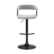 Calista Adjustable Bar Stool in Light Gray Fabric with Black Metal - Furniture City (CA)l