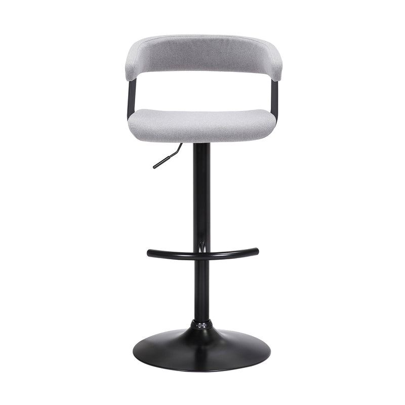 Calista Adjustable Bar Stool in Light Gray Fabric with Black Metal - Furniture City (CA)l