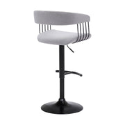 Calista Adjustable Bar Stool in Light Gray Fabric with Black Metal - Furniture City (CA)l