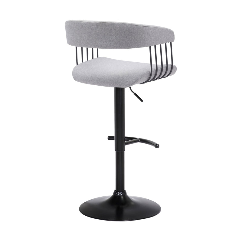 Calista Adjustable Bar Stool in Light Gray Fabric with Black Metal - Furniture City (CA)l