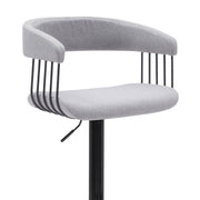 Calista Adjustable Bar Stool in Light Gray Fabric with Black Metal - Furniture City (CA)l