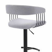 Calista Adjustable Bar Stool in Light Gray Fabric with Black Metal - Furniture City (CA)l
