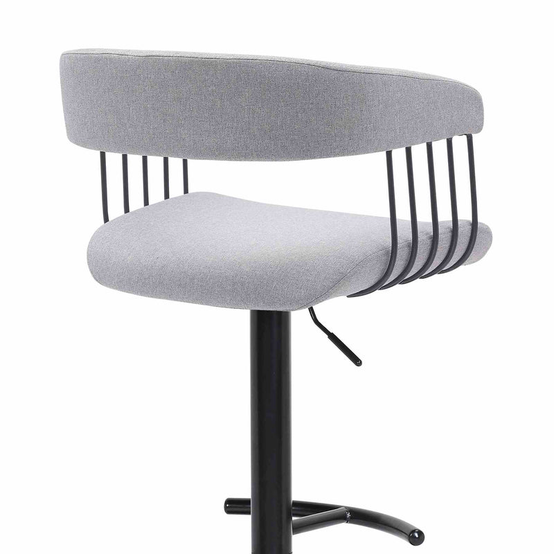 Calista Adjustable Bar Stool in Light Gray Fabric with Black Metal - Furniture City (CA)l