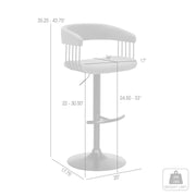 Calista Adjustable Bar Stool in Light Gray Fabric with Black Metal - Furniture City (CA)l