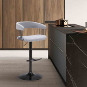 Calista Adjustable Bar Stool in Light Gray Fabric with Black Metal - Furniture City (CA)l