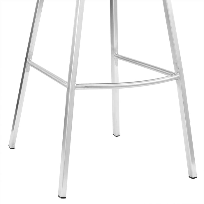 Carise Gray Faux Leather and Brushed Stainless Steel Swivel 26" Counter Stool