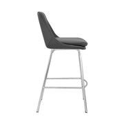 Carise Gray Faux Leather and Brushed Stainless Steel Swivel 30" Bar Stool - Furniture City (CA)l