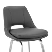 Carise Gray Faux Leather and Brushed Stainless Steel Swivel 30" Bar Stool - Furniture City (CA)l