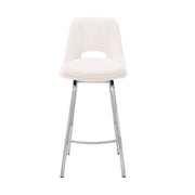 Carise White Faux Leather and Brushed Stainless Steel Swivel 26" Counter Stool - Furniture City (CA)l