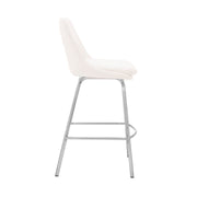 Carise White Faux Leather and Brushed Stainless Steel Swivel 26" Counter Stool - Furniture City (CA)l