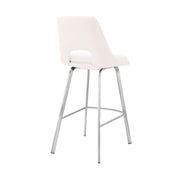Carise White Faux Leather and Brushed Stainless Steel Swivel 26" Counter Stool - Furniture City (CA)l