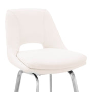 Carise White Faux Leather and Brushed Stainless Steel Swivel 26" Counter Stool - Furniture City (CA)l
