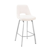 Carise White Faux Leather and Brushed Stainless Steel Swivel 30" Bar Stool - Furniture City (CA)l