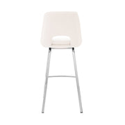 Carise White Faux Leather and Brushed Stainless Steel Swivel 30" Bar Stool - Furniture City (CA)l