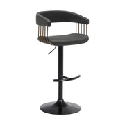 Calista Adjustable Bar Stool in Black Faux Leather with Golden Bronze and Black Metal - Furniture City (CA)l