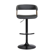 Calista Adjustable Bar Stool in Black Faux Leather with Golden Bronze and Black Metal - Furniture City (CA)l