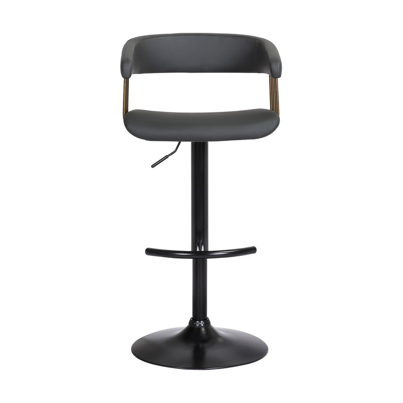 Calista Adjustable Bar Stool in Black Faux Leather with Golden Bronze and Black Metal - Furniture City (CA)l