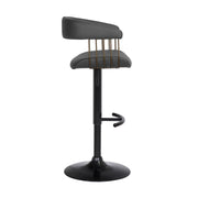 Calista Adjustable Bar Stool in Black Faux Leather with Golden Bronze and Black Metal - Furniture City (CA)l