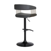 Calista Adjustable Bar Stool in Black Faux Leather with Golden Bronze and Black Metal - Furniture City (CA)l