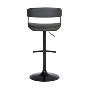 Calista Adjustable Bar Stool in Black Faux Leather with Golden Bronze and Black Metal - Furniture City (CA)l
