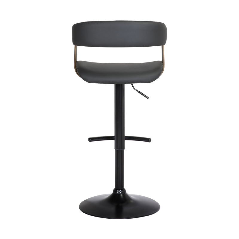 Calista Adjustable Bar Stool in Black Faux Leather with Golden Bronze and Black Metal - Furniture City (CA)l
