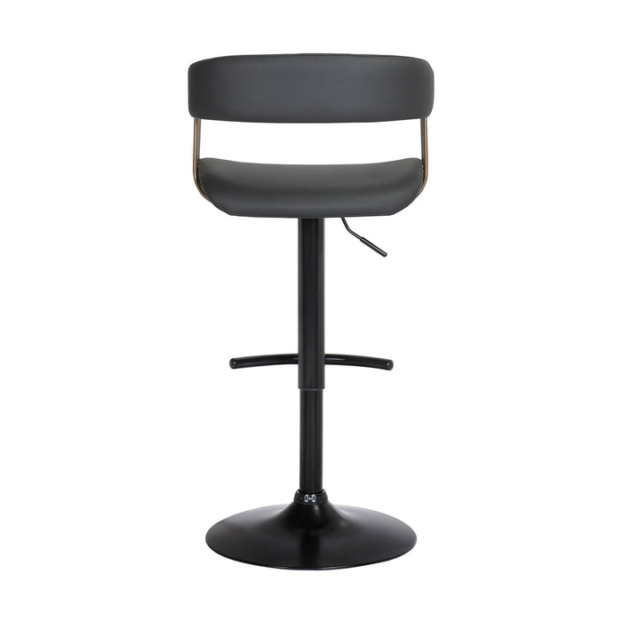 Calista Adjustable Bar Stool in Black Faux Leather with Golden Bronze and Black Metal