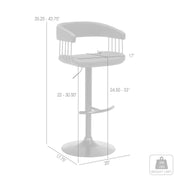 Calista Adjustable Bar Stool in Black Faux Leather with Golden Bronze and Black Metal - Furniture City (CA)l