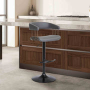 Calista Adjustable Bar Stool in Gray Faux Leather with Golden Bronze and Black Metal - Furniture City (CA)l