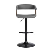Calista Adjustable Bar Stool in Gray Faux Leather with Golden Bronze and Black Metal - Furniture City (CA)l