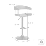Calista Adjustable Bar Stool in Gray Faux Leather with Golden Bronze and Black Metal - Furniture City (CA)l