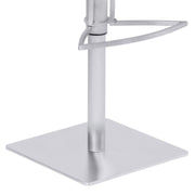 Café Adjustable Metal Barstool in Gray Faux Leather with Brushed Stainless Steel Finish and Gray Walnut Wood Back - Furniture City (CA)l