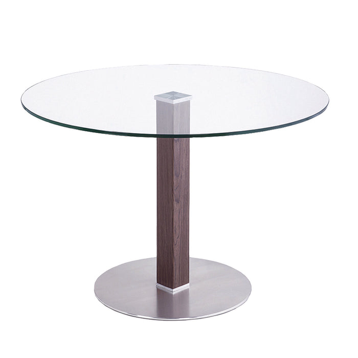 Café Brushed Stainless Steel Dining Table with Clear Glass