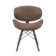 Cassie Mid-Century Upholstered Dining Chair in Espresso Oak Finish with Vintage Dark Brown Faux Leather Seat - Furniture City (CA)l