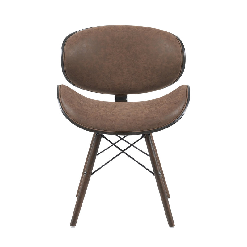Cassie Mid-Century Upholstered Dining Chair in Espresso Oak Finish with Vintage Dark Brown Faux Leather Seat - Furniture City (CA)l