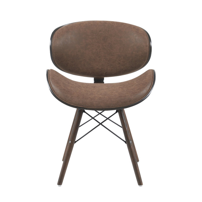 Cassie Mid-Century Upholstered Dining Chair in Espresso Oak Finish with Vintage Dark Brown Faux Leather Seat