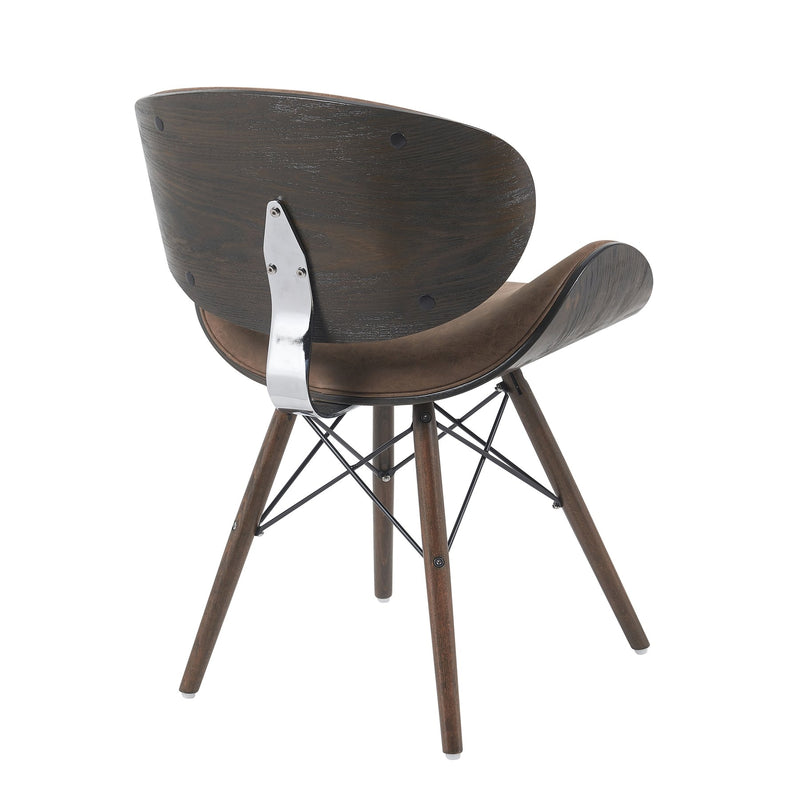 Cassie Mid-Century Upholstered Dining Chair in Espresso Oak Finish with Vintage Dark Brown Faux Leather Seat - Furniture City (CA)l