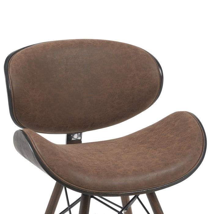 Cassie Mid-Century Upholstered Dining Chair in Espresso Oak Finish with Vintage Dark Brown Faux Leather Seat