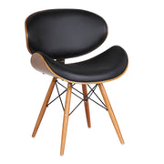 Cassie Mid-Century Dining Chair in Walnut Wood and Black Faux Leather - Furniture City (CA)l