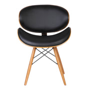 Cassie Mid-Century Dining Chair in Walnut Wood and Black Faux Leather - Furniture City (CA)l