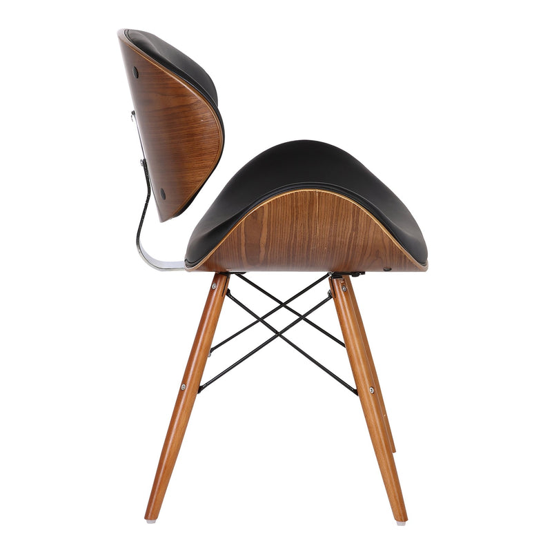 Cassie Mid-Century Dining Chair in Walnut Wood and Black Faux Leather - Furniture City (CA)l