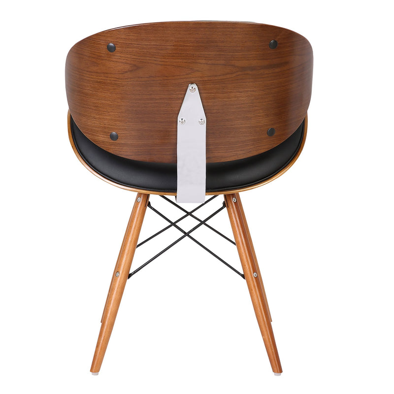 Cassie Mid-Century Dining Chair in Walnut Wood and Black Faux Leather - Furniture City (CA)l