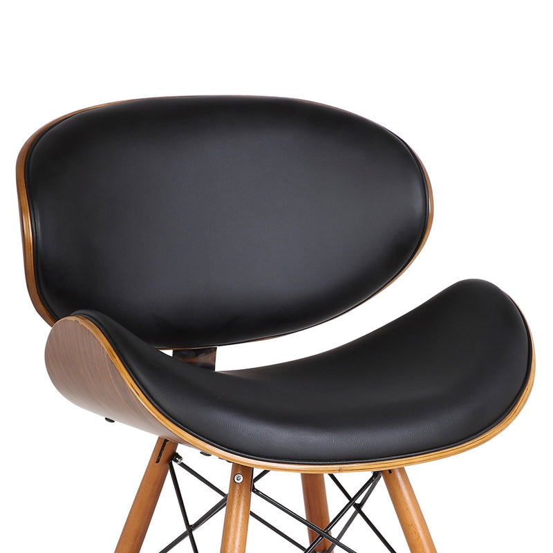 Cassie Mid-Century Dining Chair in Walnut Wood and Black Faux Leather - Furniture City (CA)l