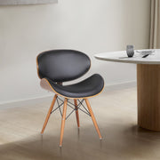 Cassie Mid-Century Dining Chair in Walnut Wood and Black Faux Leather - Furniture City (CA)l