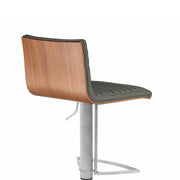 Café Adjustable Height Swivel Gray Faux Leather and Walnut Wood Bar Stool with Brushed Stainless Steel Base - Furniture City (CA)l