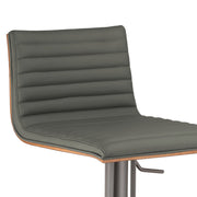 Café Adjustable Height Swivel Gray Faux Leather and Walnut Wood Bar Stool with Gray Metal Base - Furniture City (CA)l