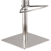Café Adjustable Height Swivel White Faux Leather and Walnut Bar Stool with Brushed Stainless Steel Base - Furniture City (CA)l