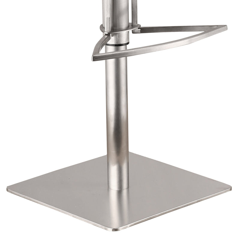 Café Adjustable Height Swivel White Faux Leather and Walnut Bar Stool with Brushed Stainless Steel Base - Furniture City (CA)l