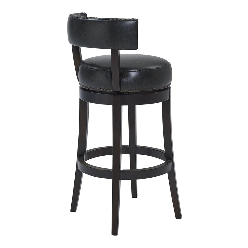 Corbin 26" Counter Height Swivel Onyx Faux Leather and Espresso Wood Bar Stool - Furniture City (CA)l