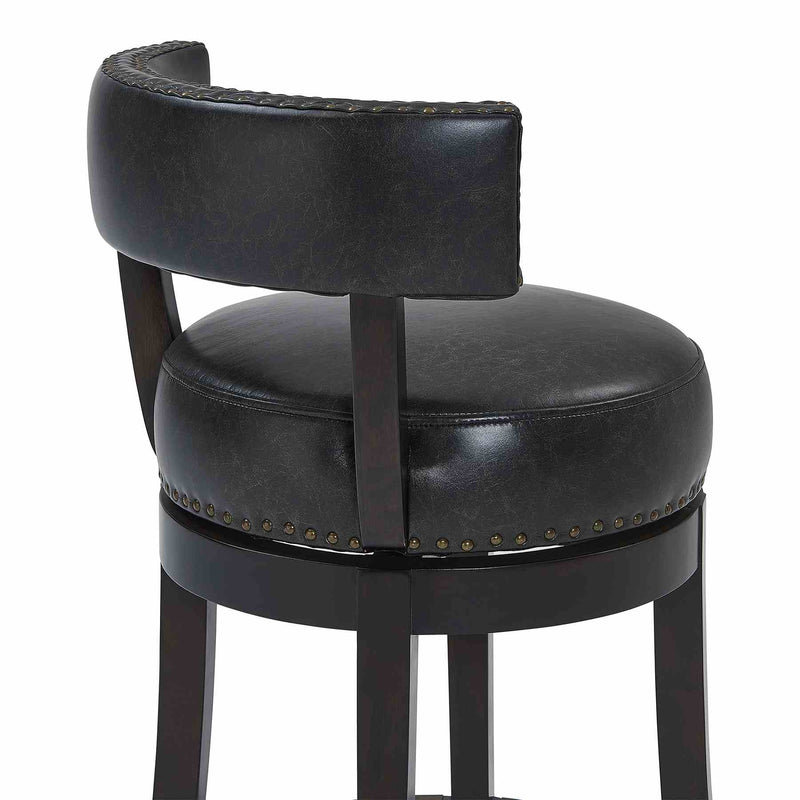Corbin 26" Counter Height Swivel Onyx Faux Leather and Espresso Wood Bar Stool - Furniture City (CA)l